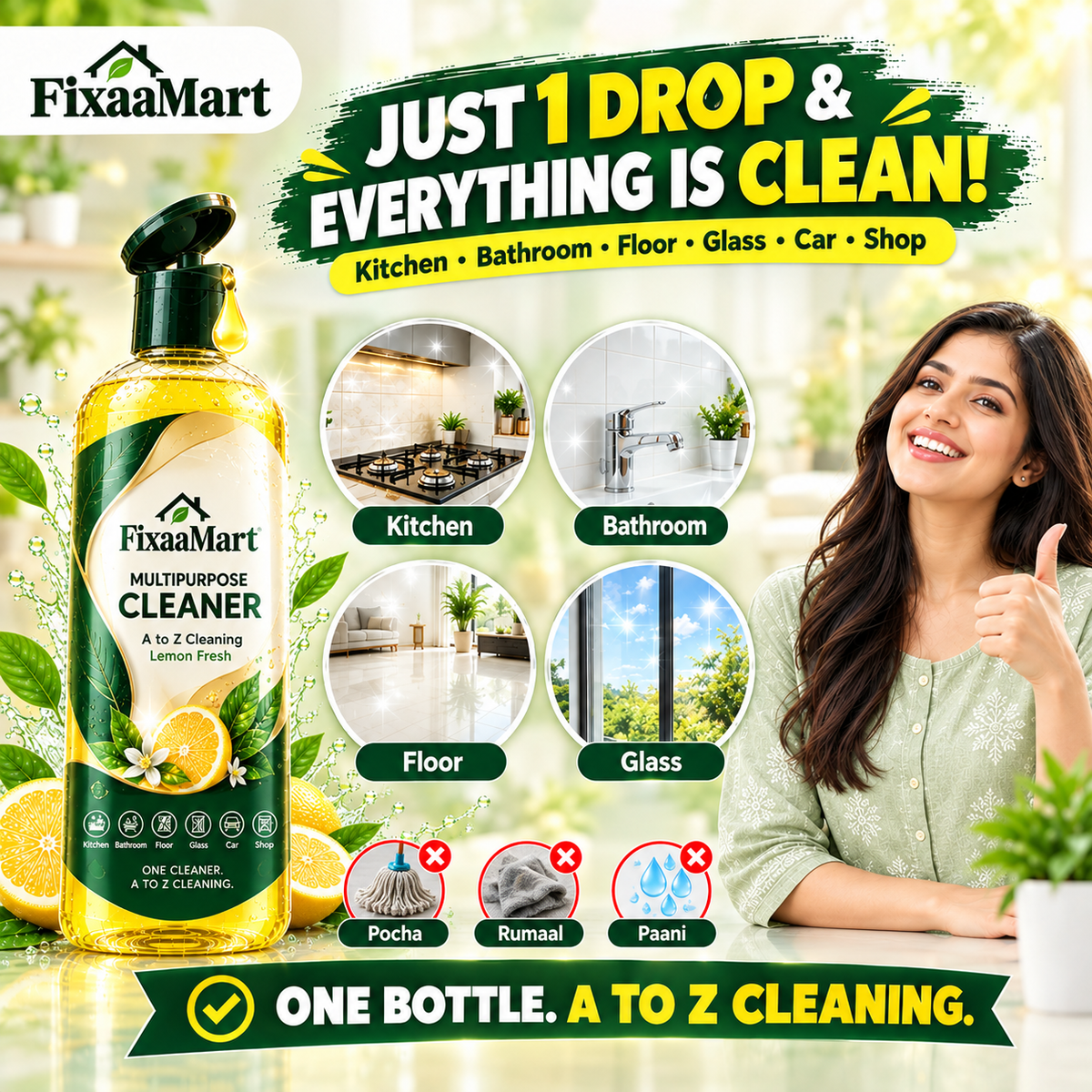FixaaMart Multipurpose Cleaner | Lemon Fresh – { Pack of 4 }