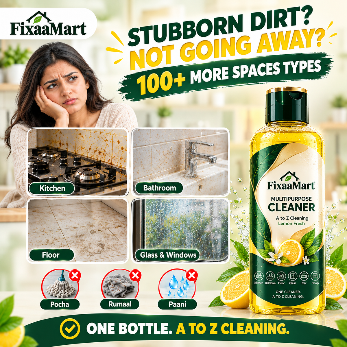 FixaaMart Multipurpose Cleaner | Lemon Fresh – { Pack of 4 }